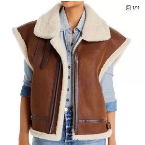 REVOLVE Women's Brown Shearling Vest Moon River Size L
